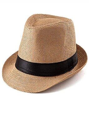 Classic Straw Fedora Hat with Black Band – Summer Essentia